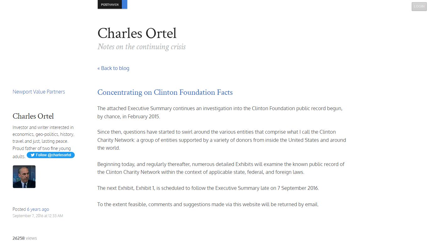 Concentrating on Clinton Foundation Facts - Charles Ortel