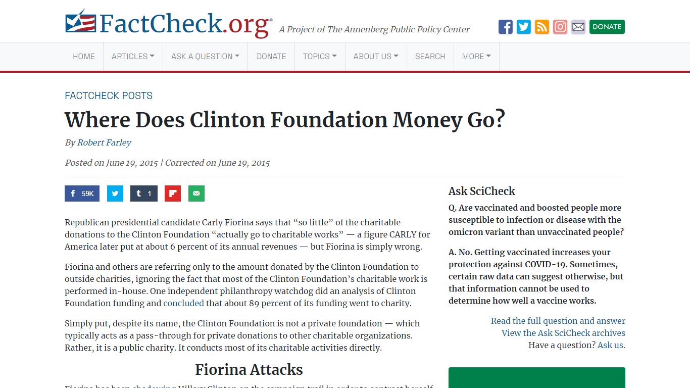 Where Does Clinton Foundation Money Go? - FactCheck.org